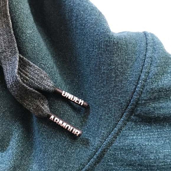 Under Armour Women's Loose Medium Cowl Neck Teal Cropped Hoodie Sweatshirt - Picture 10 of 10